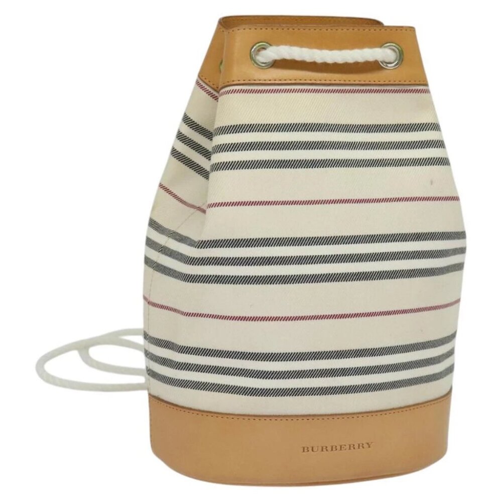 BURBERRY Shoulder Bag Canvas Leather White - Picture 2 of 16